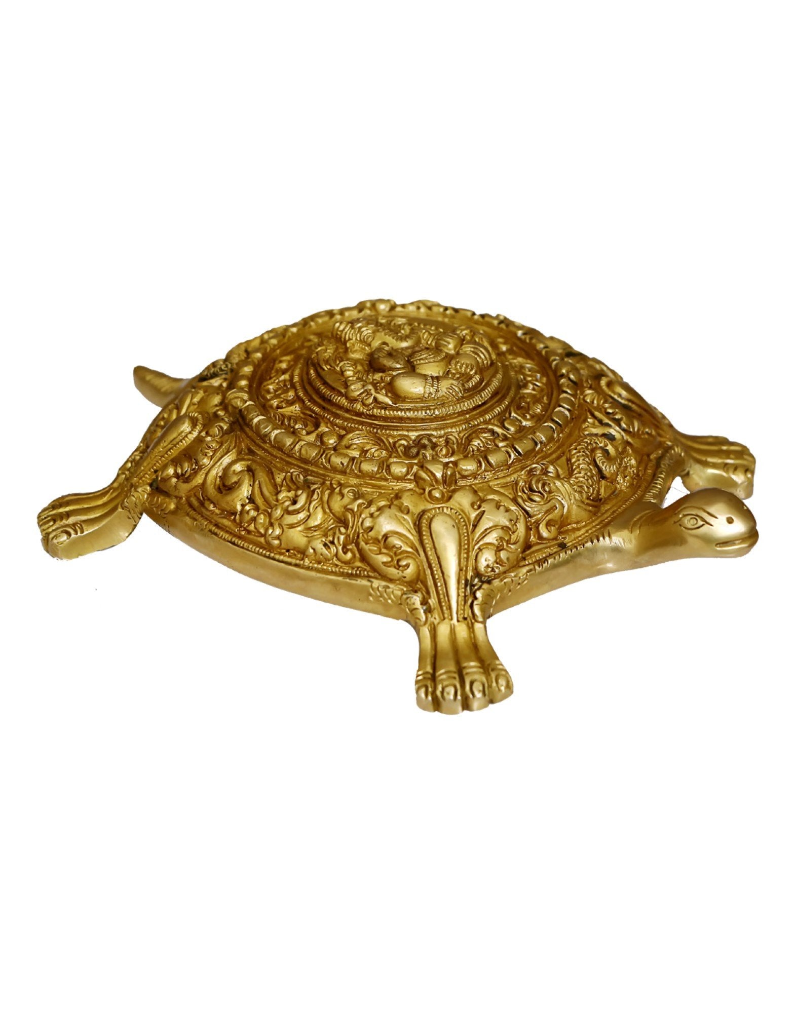 Crafthut Brass Statue Of Turtle Ganesh Yantra Feng Shui/Vaastu For Home & Office, Handcrafted With Antique Look Product Dimensio